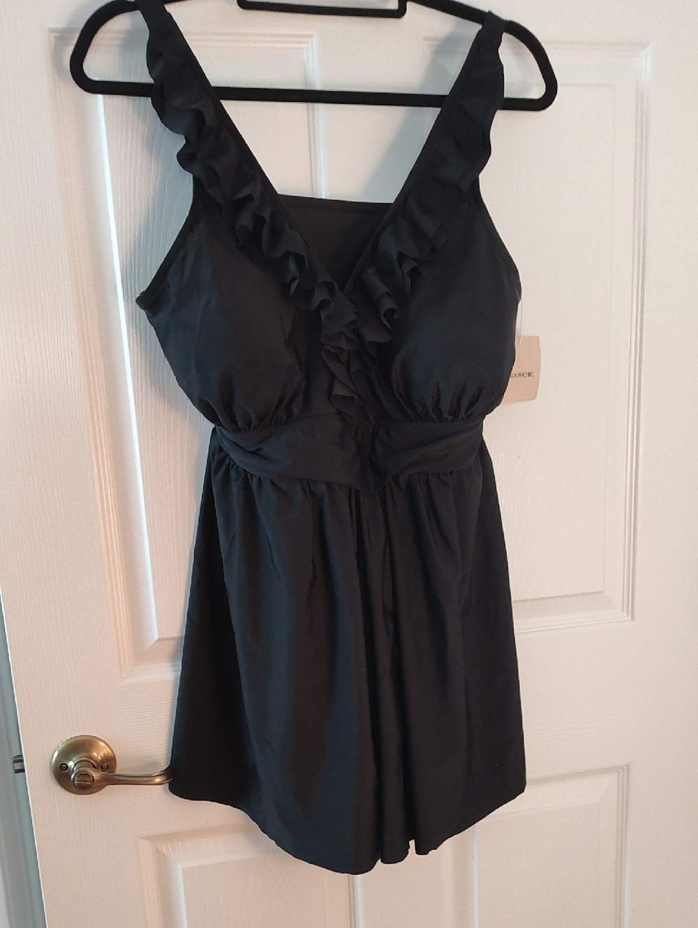 BloomChic Black Ruffle V-Neck Mini Dress